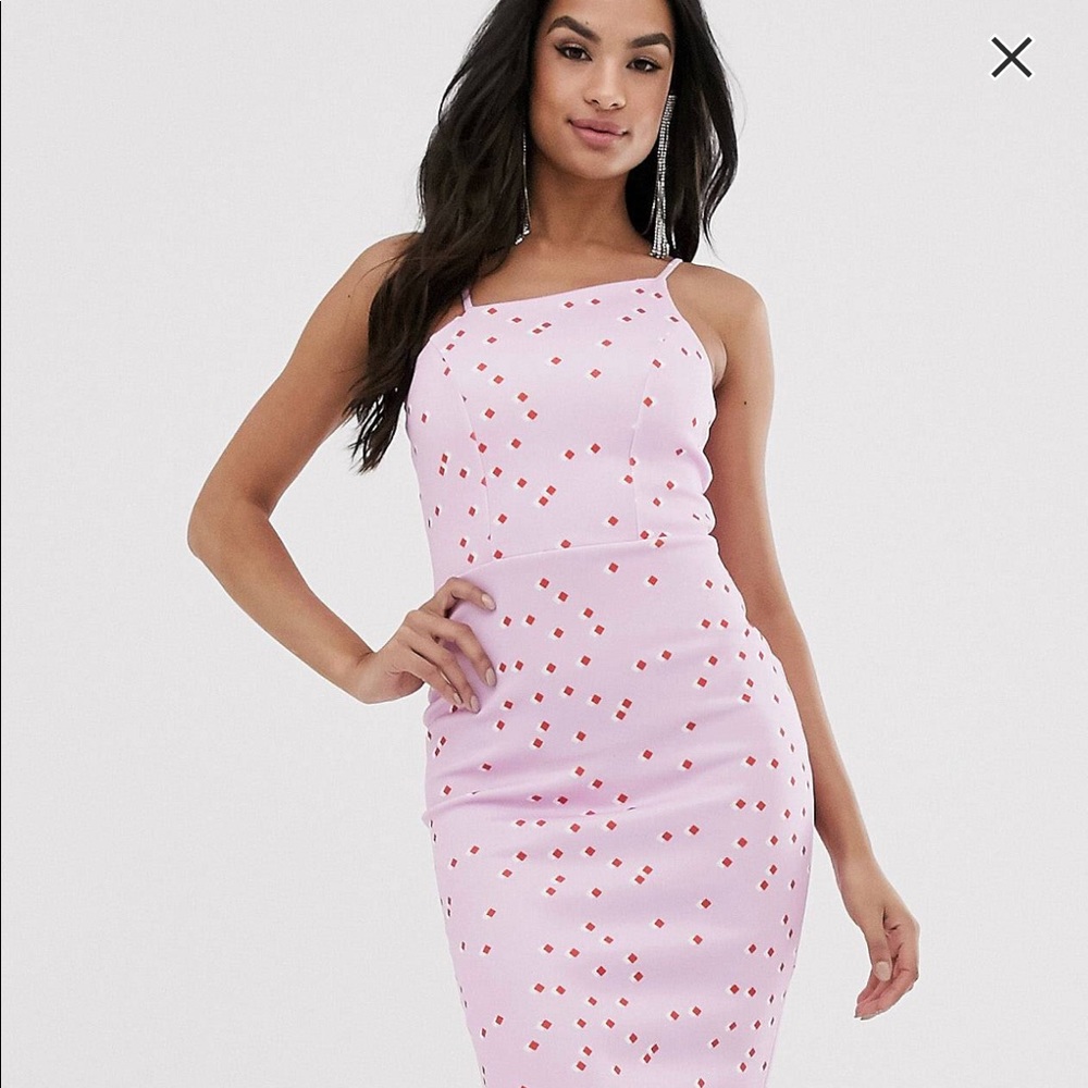 ASOS design polka dot asymmetric dress.